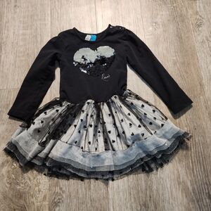 Nano Black and Silver Sequin Heart Tulle Dress